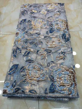 

2020 Latest African Lace Fabric Organza Tulle Mesh Lace Fabric High Quality Gold Line African Nigerian Wedding Fabric Free Ship