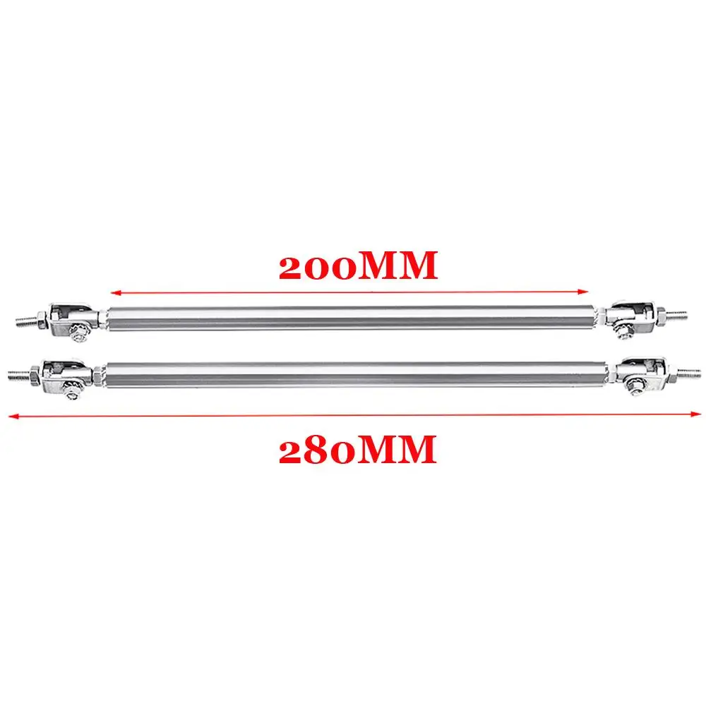 

2* Front Bumper Lip Pull Rod Strut Tie Support Adjustable Bar Aluminum Alloy