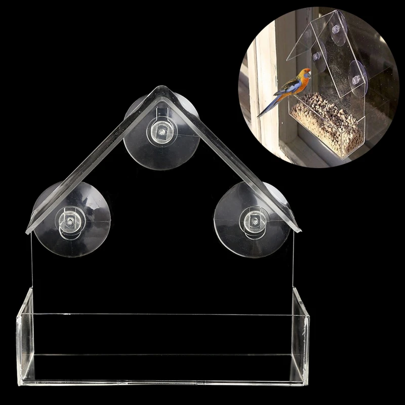 Clear House Window Bird Feeder Birdhouse With Suction Outdoor Garden Feeding
