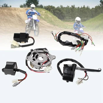 

Motorcycle Wiring Harness Ignition Switch CDI Unit Brake Lever Coil Stator Assembly Kit for Yamaha PW50