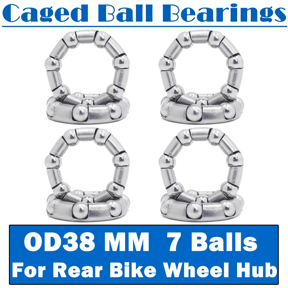 Caged Ball Bearings OD 38mm ( 8 PCS ) Rear Bike Wheel Hub Headset