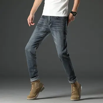 

2020 New Men's Jeans Straight High-end Business Casual Trousers Plus Size Men's Loose Long Denim Pants Men