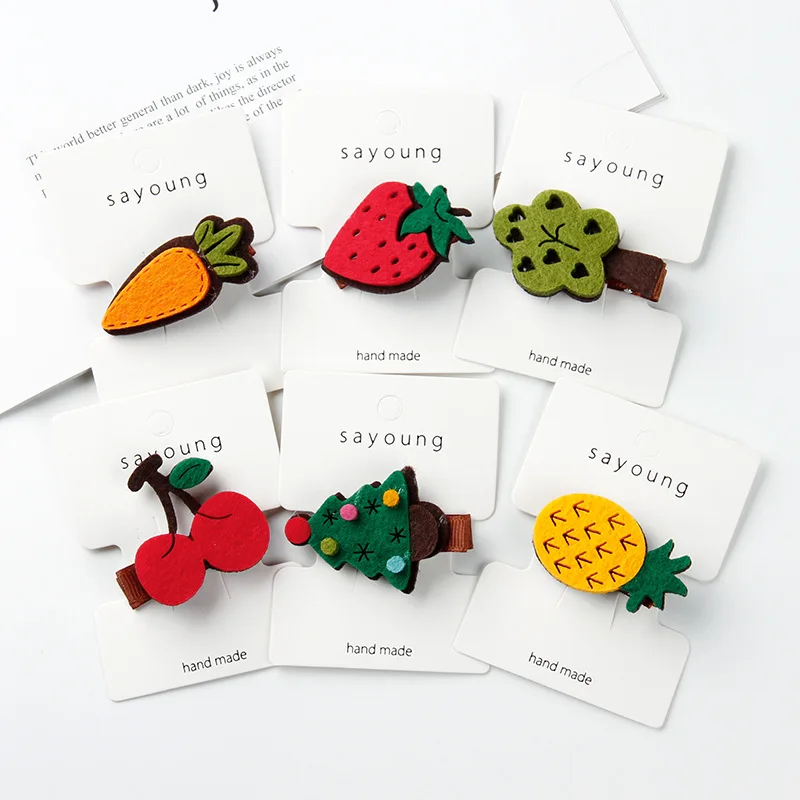 Детские аксессуары для волос в Корейском стиле с героями мультфильмов, летние, для фруктов, моркови, утконоса, на застежке, для девочек, Нетканая, Универсальная повязка на голову