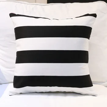 

DUNXDECO Cushion Cover Cotton Sofa Decorative Pillow Case Cojines Modern Simple Classical White Black Stripe Seat Chair Cushion