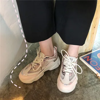 

CINESSD Breathable Mesh White Shoes Woman Sneakers Summer 2020 New Platform Sneakers Women Casual Shoes Fashion Comfortable 40