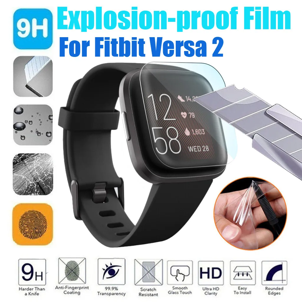 

9H Explosion-proof LCD TPU HD Full Cover Screen Protector Film For Fitbit Versa2 #BO