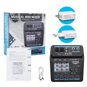 

Portable 4Channel Digital Audio Mixer Console with Bluetooth USB 48V Phantom Power for DJ PC Recording Sound Mixing Device