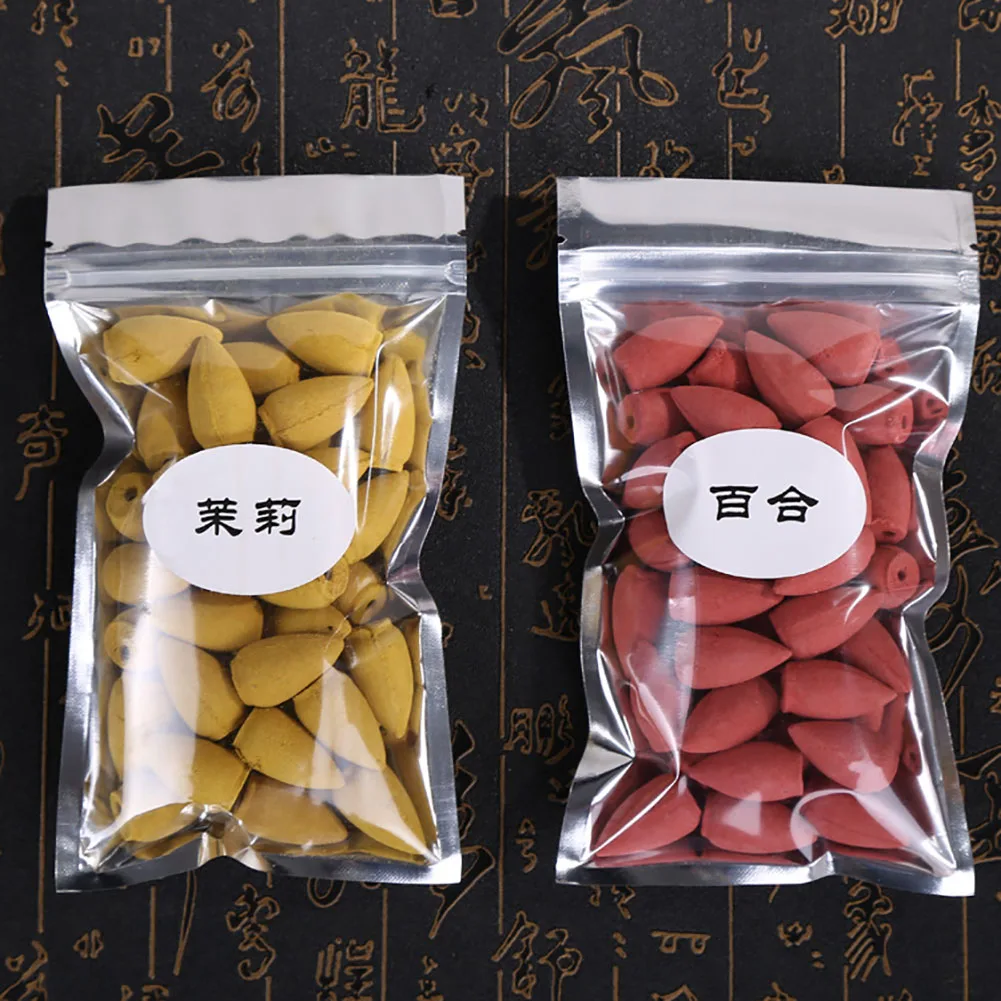 

40pcs/Bag Incense Cones For Backflow Tower Accessories Colorful Bullet Shape Incense Rose Lemon Natural Sandalwood Tea Agarwood