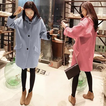 

Slimming Autumn And Winter New Style Korean-style Loose And Plus-sized WOMEN'S Dress Woolen Overcoat Slim Fit Slimming Middle Lo