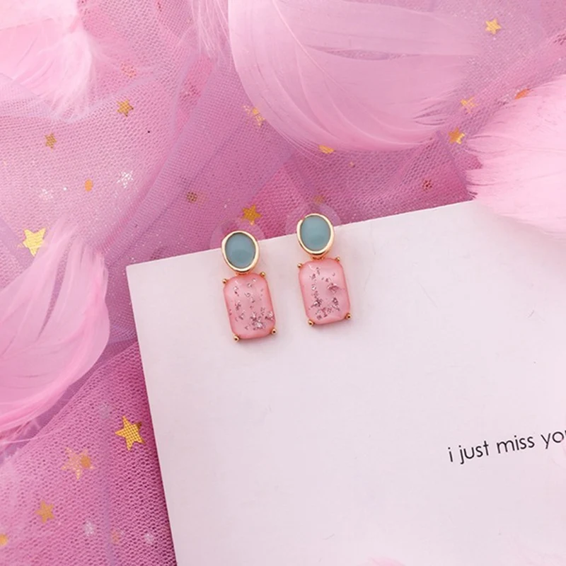 MENGJIQIAO Новые Модные Розовые Геометрические серьги в виде капли для женщин сладкий Снежинка праздник жемчуг цветок Pendientes ювелирные изделия подарок