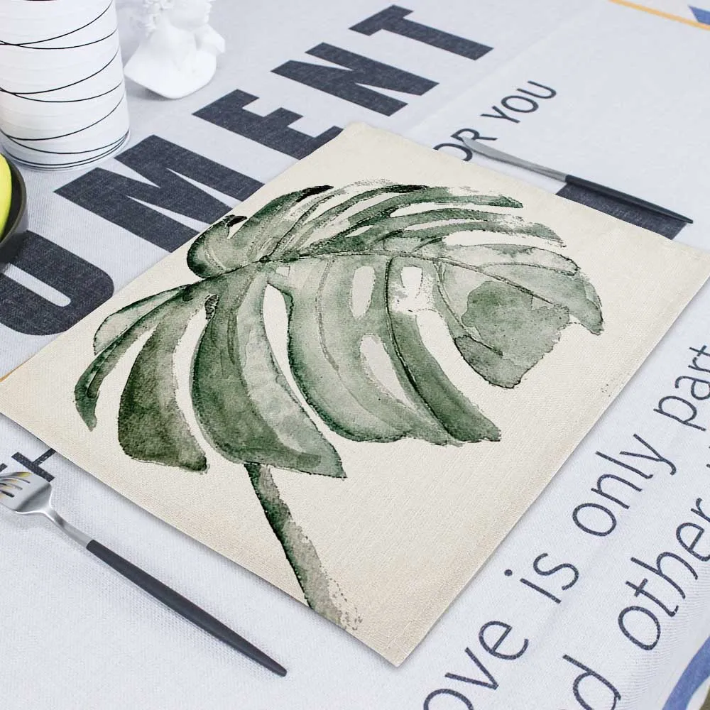 Monstera подставки для растений 42*32 см подставки для напитков Салфетки льняные принты настольные коврики американские коврики для чаши - Цвет: CD10-9