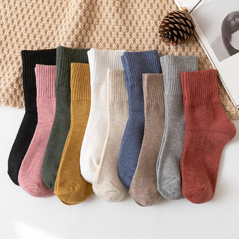 

Autumn and winter socks women's tube Japanese solid color women's cotton socks Gaoluokou cotton comfort women's socks in stock
