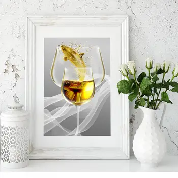 

Custom Poster Water Glass cup#z Canvas Wall Art Picture Set Posters Home Decor Prints Abstract Prints for Room20-0630-55