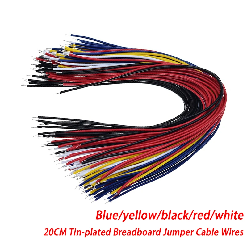 100pcs 20cm color flexible two ends Tin-plated breadboard Jumper cable yo Top