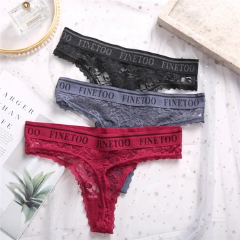 

3Pcs G-String Panties Women Lace Thong Sexy Girls Briefs Lingerie M-XL G-String Women Thongs T-back Female Underwear Underpants