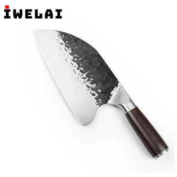 

IWELAI Butcher Knife stainless 5CR15MOV Steel Chop Chinese Cleaver Kitchen Knife Chef Cooking Tools with Wooden handle