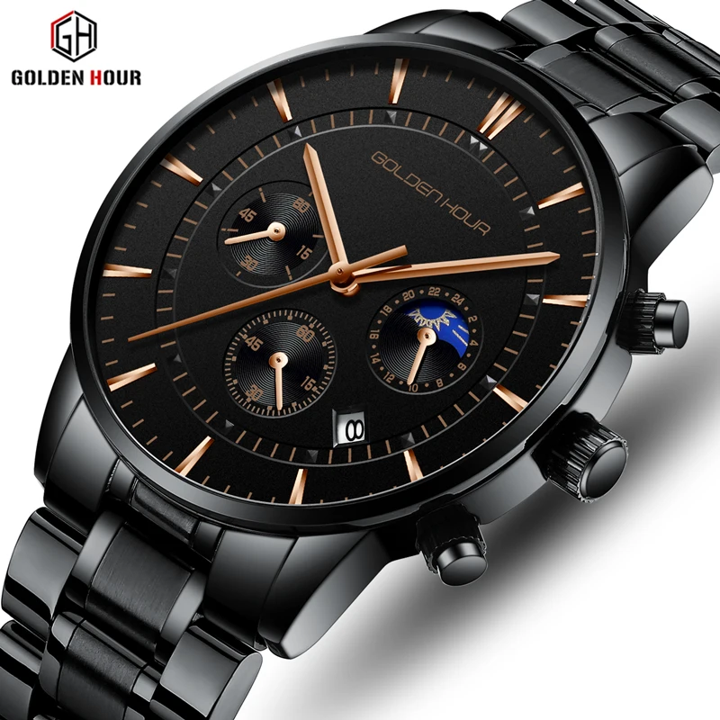

Men Watch Top Brand Luxury GOLDENHOUR Mens Fashion Business Quartz Watches Male Sport Waterproof Wrist Watch Relogio Masculino