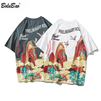 

BOLUBAO Brand Men Print T Shirts Harajuku Hip Hop Chinese Element Style Casual Street T-Shirt Hipster High Quality Tee Male Top