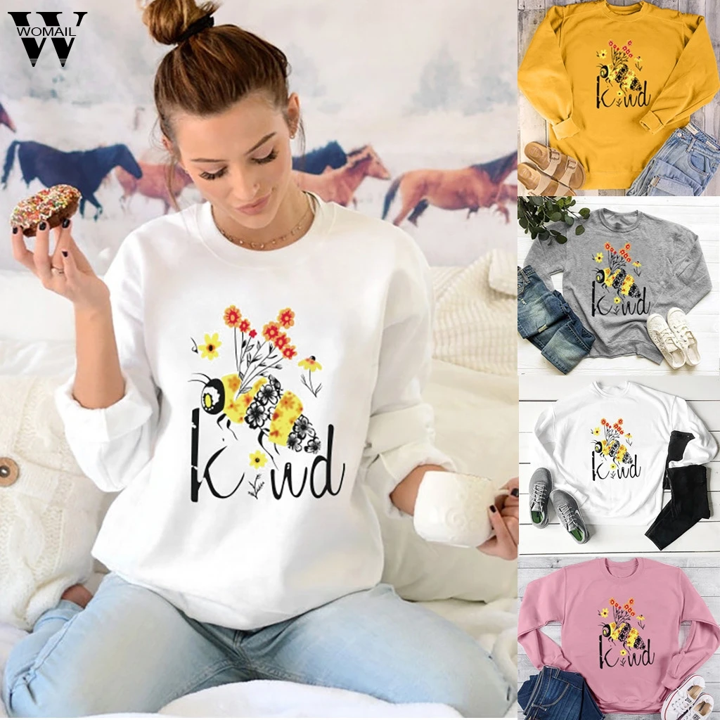 Женские свитшоты Осенние Модные с длинными рукавами круглым вырезом и надписью