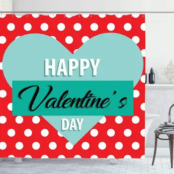 

Shower Curtain Set with Hooks 66x72 Inches Brush Happy X27 Valentines Pastel Day Simple Lettering Cute Vintage On Red Shape