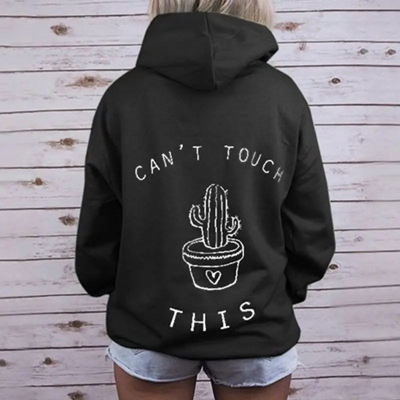 

Women Winter Harajuku Hoodies Female Autumn Black Printed Casual Loose Sweatshirts Hooded Pullovers Streetwear Plus Size 2XL