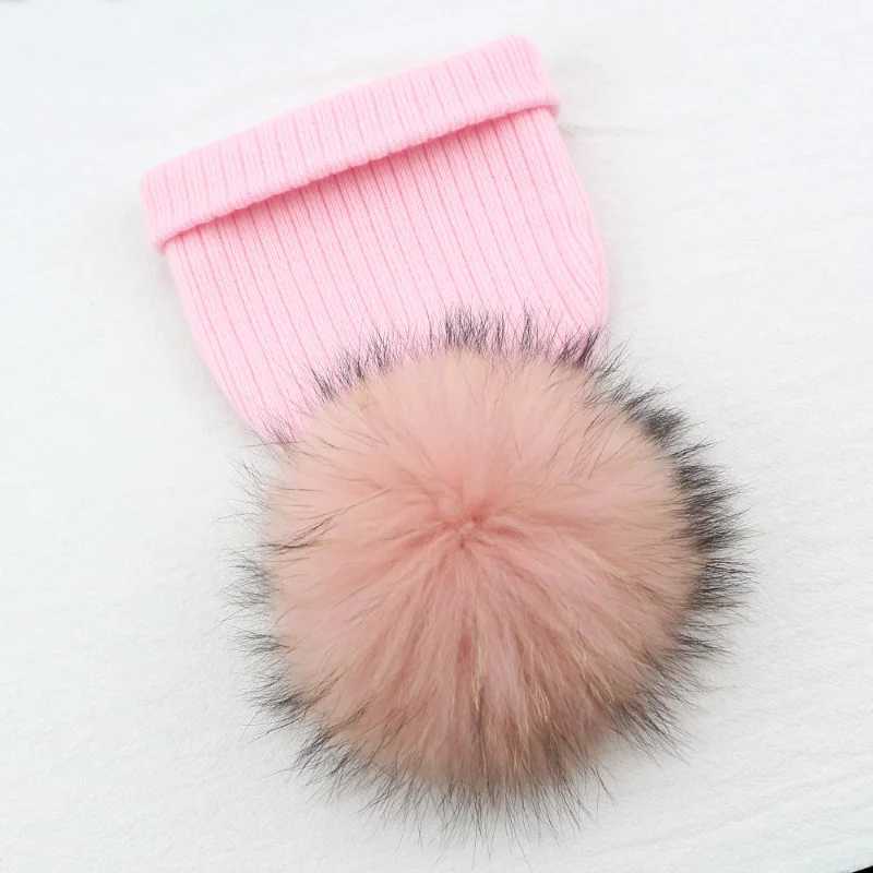 Price Sunlikeyou Newborn Knitted Hats Boys Girls Real Raccoon Fur Pom Pom Warm Baby Beanie Bonnet Soft Cap Kids Toddler Hat