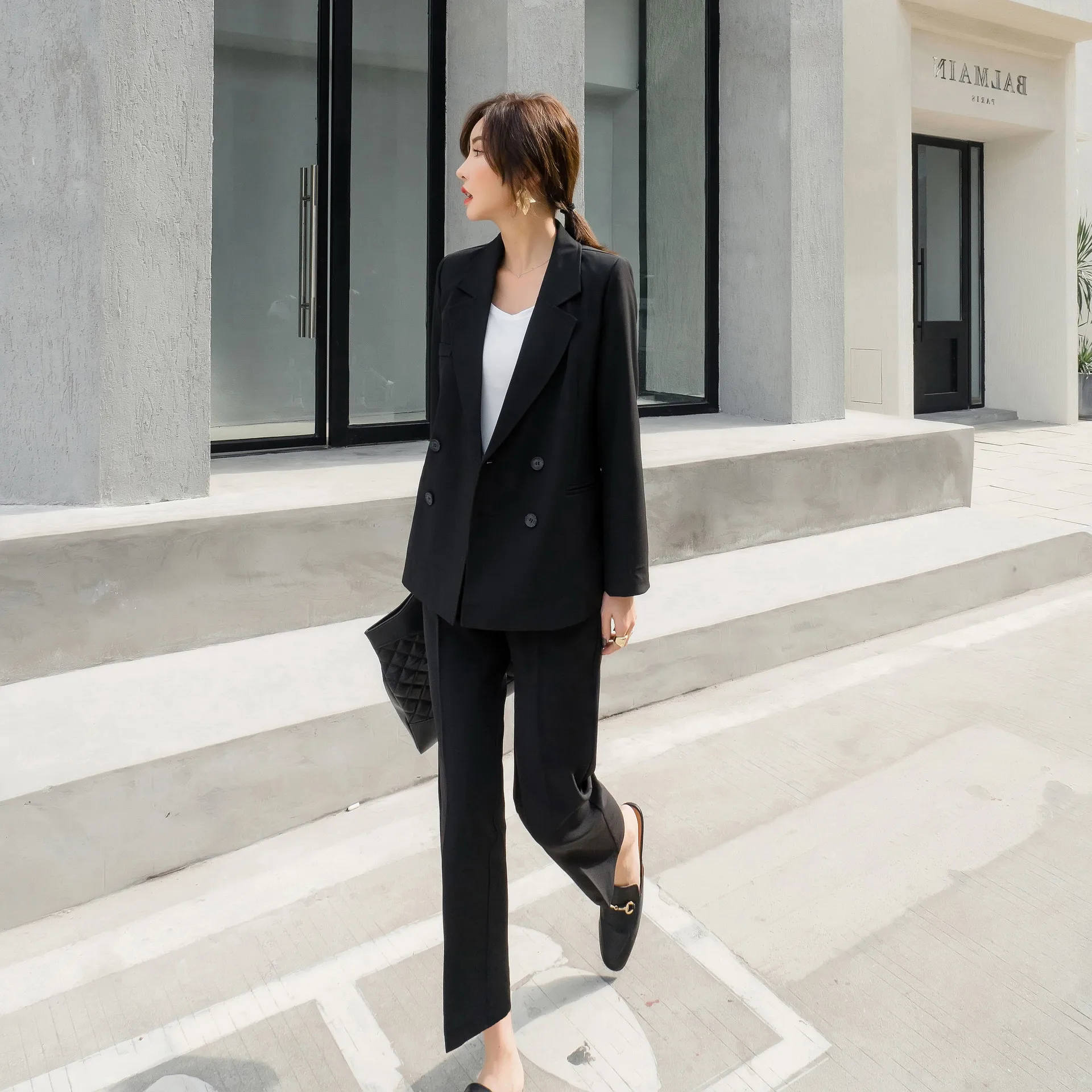 

Photo Shoot 2019 Spring Summer New Style Korean-style Loose Fashion Set Casual Retro Suit Two-Piece Set