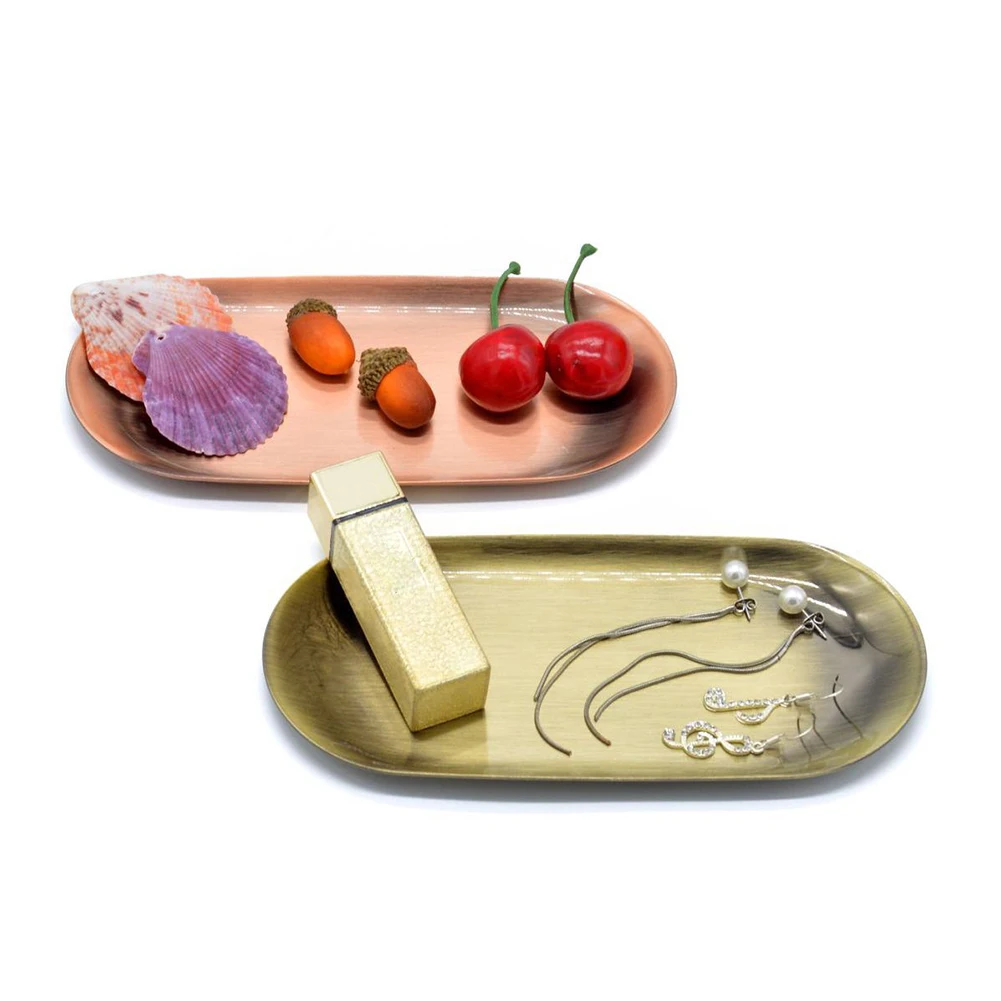 

23*9.5 Cm European Style Stainless Steel Towel Tray Storage Tray Dish Plate Tea Tray Fruit Trays Cosmetics Jewelry Organizer