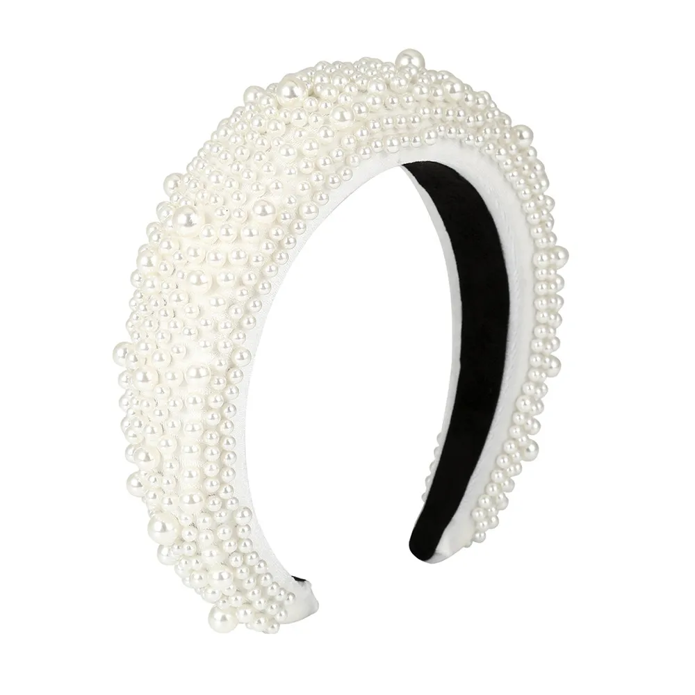 MOLANS Pearl Padded Sponge Vintage Hair Hoop Fashion Elegant Hair Band Women Headband Hair Accessories Headwear New - Цвет: White