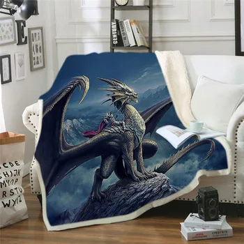 

Cartoon Dinosaur Two Layers Blanket Velvet Warm Sheet Office Nap Blanket Bedspread for Children Boys Gift