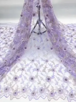 

Purple Embroidered French Tulle Lace Fabric With Beads African Lace Fabric Nigerian Lace Fabrics For Wedding Party FR1126