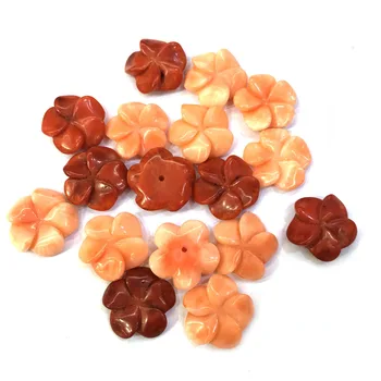 

Natural Red coral Flower shape Cabochon Half hole beads for Making Jewelry DIY Stud earring accessories Loose Beads size14x14mm