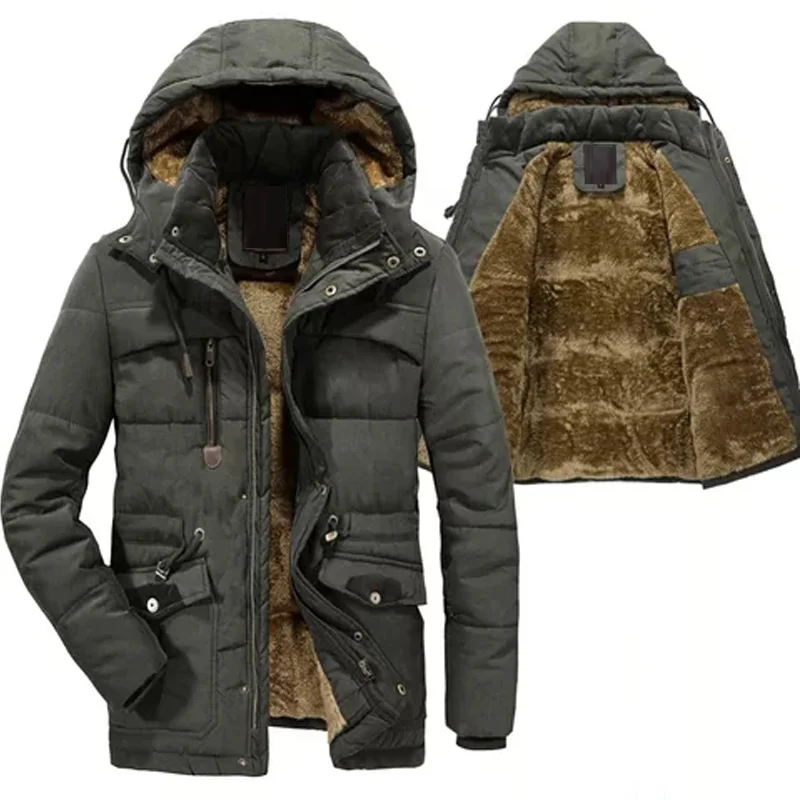Мужская Зимняя парка Pakas 6XL 7XL 8XL, толстая теплая парка с флисовым мехом и капюшоном, военная куртка с карманами, ветровка, Мужская парка больших размеров