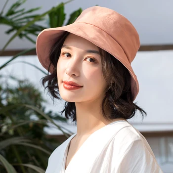 

Fashion Summer Straight Brim Bucket Hat Women Reversible Korean Fisherman Hats New Anti-sunburn Caps Ladies Outside Bucket Hats