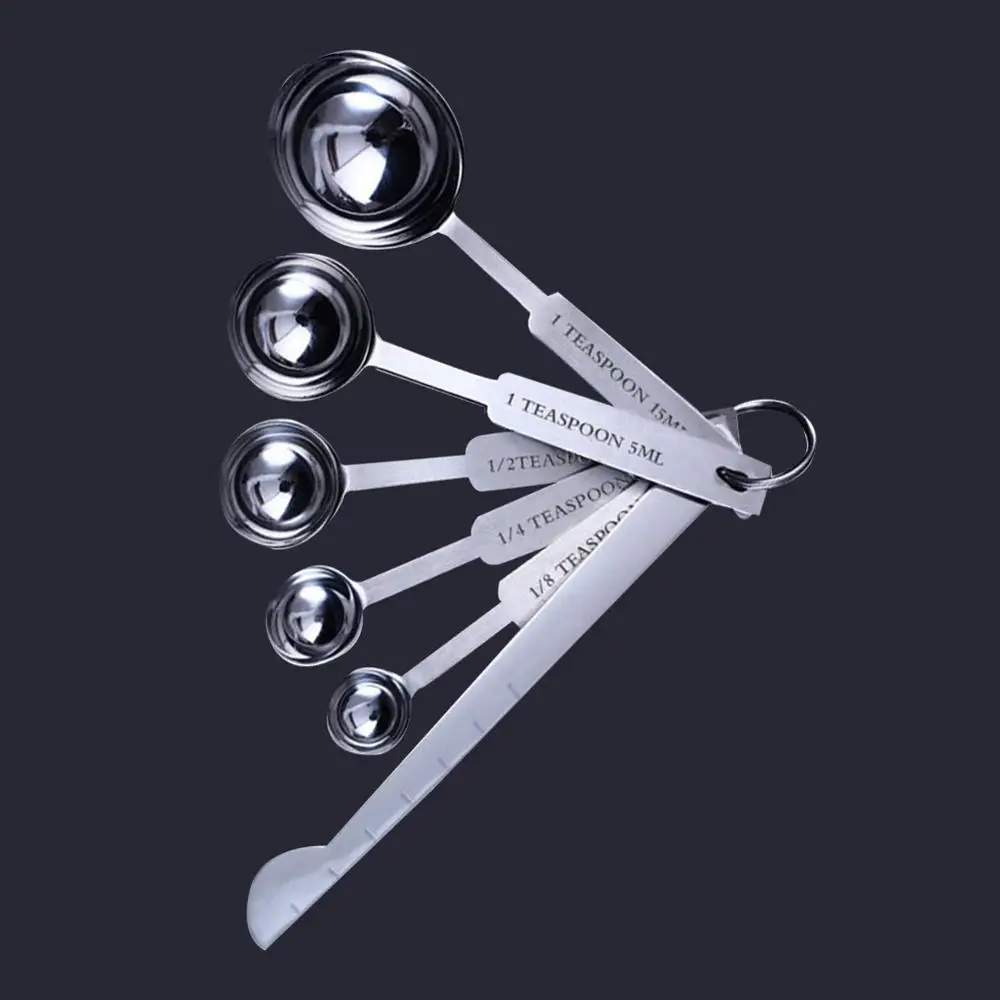 6 pcs/set Measuring Spoons Stainless Steel Seasoning Coffee Tea Measuring Spoons With Scale Bakery Tool Kitchen Supplies