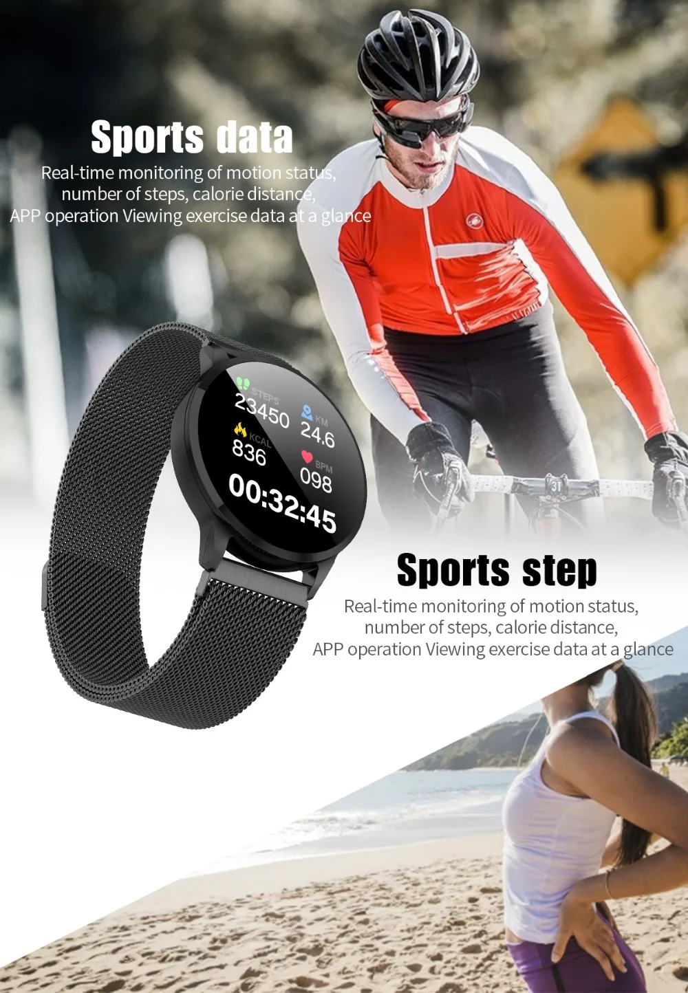 Новинка, водонепроницаемый фитнес-браслет из нержавеющей стали, Смарт-часы для мужчин и женщин для iPhone, спортивные Смарт-часы для женщин, браслет с сердечным ритмом