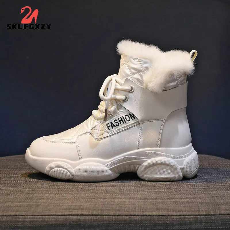

Winter 2021 Women Movement Snow Boots Genuine Leather Non-slip Running Shoes Woman Flat Leisure Fur Warm Soft Female