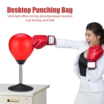 

Stress Buster Punching Bag Stress Relief PU Leather Desktop Ball with Pump Gift for Easy Safety Exercise Supplies