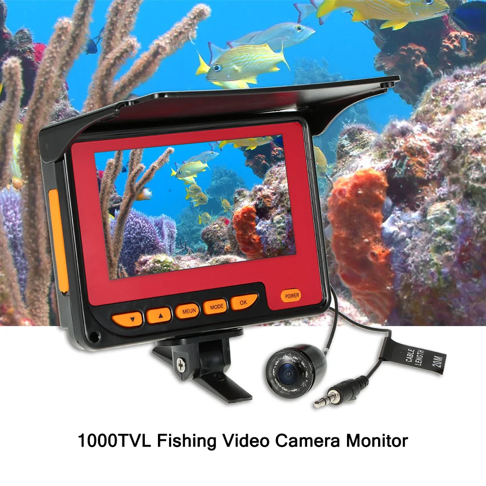 

Fishing Camera 20M Cable EU/US Plug 4.3'' Digital LCD 1000TVL Fish Finder HD Fishing Video Monitor Underwater DVR Recorder