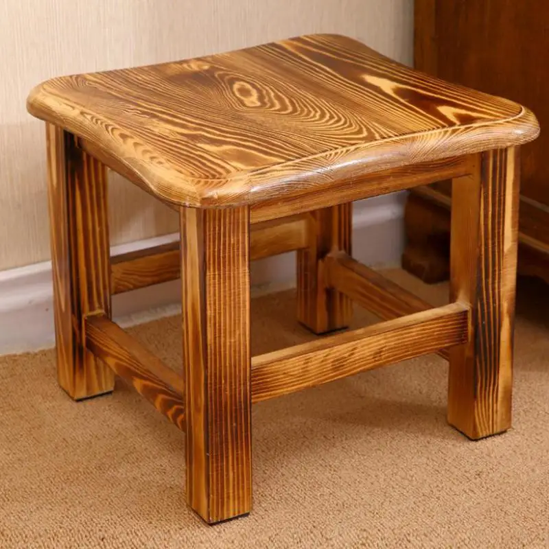 

Household Stool Fashion Solid Wood Creative Bench Square Stool Low Shoe Stool Living Room Simple Modern Log Tea Table Stool