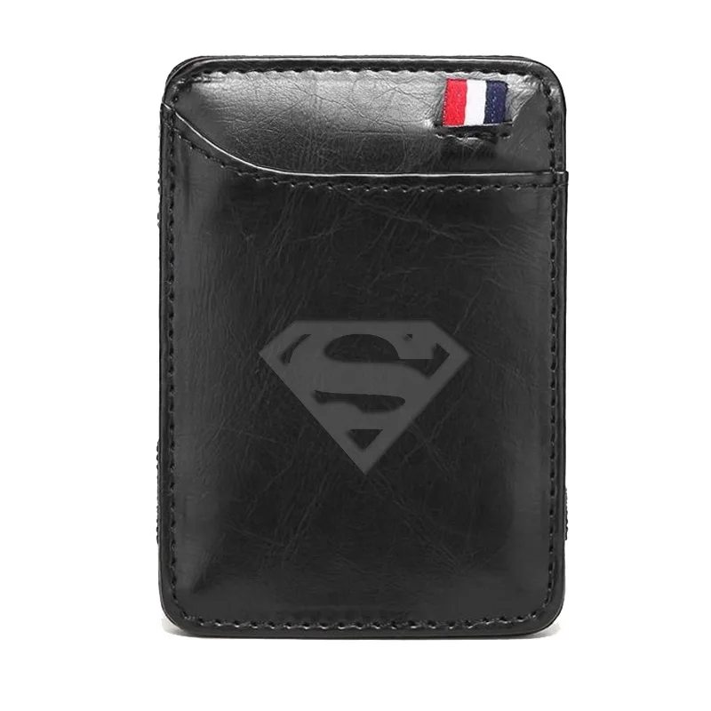 Новое поступление, высокое качество, кожаные Волшебные кошельки Супермена, модные мужские Зажимы для денег, кошелек для карт, держатель для денег