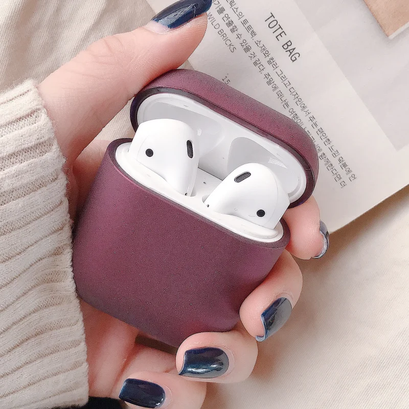Red wine Жесткий чехол для наушников для Apple Airpods 1/2 противоударный чехол для Apple гарнитура для Airpods чехол s Матовый розовый защитный чехол для пары - Цвет: Red wine