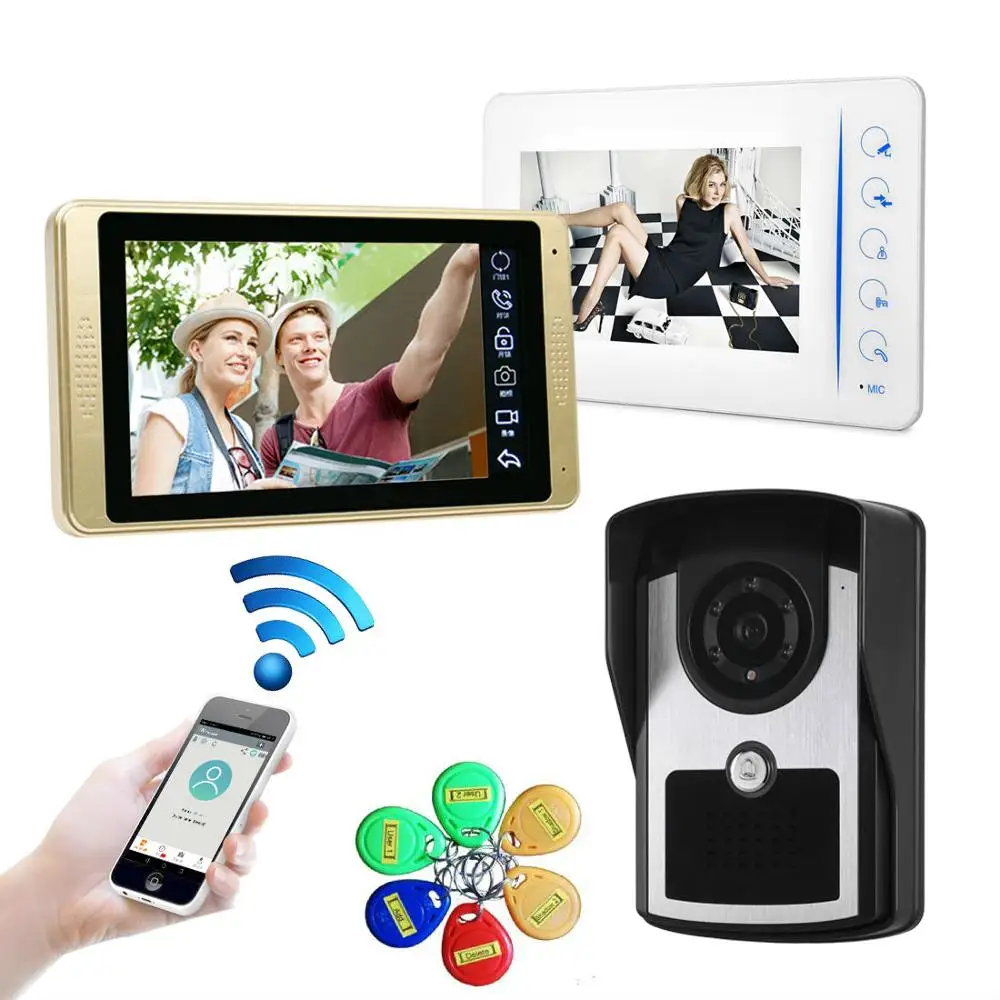 

DIY wifi video intercom doorbell system Smart video doorphone wireless 7" touch screen HD wired video door phone camera RFID