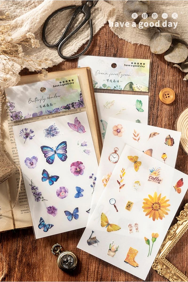 Butterfly Rub on Transfer Journaling Stickers Aesthetic Scrapbooking Flower Journal Supplies Ephemera DIY Sticker Craft 2021 New