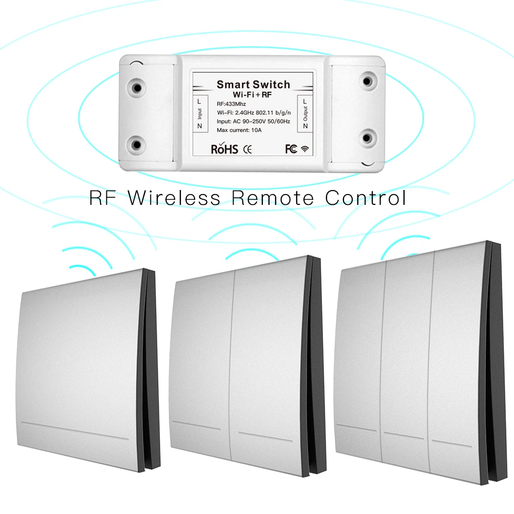 Настенная панель 86 Тип RF433 приемник Wifi беспроводной пульт дистанционного управления смарт-переключатель, умная жизнь/Tuya приложение, работает с Alexa Google Home