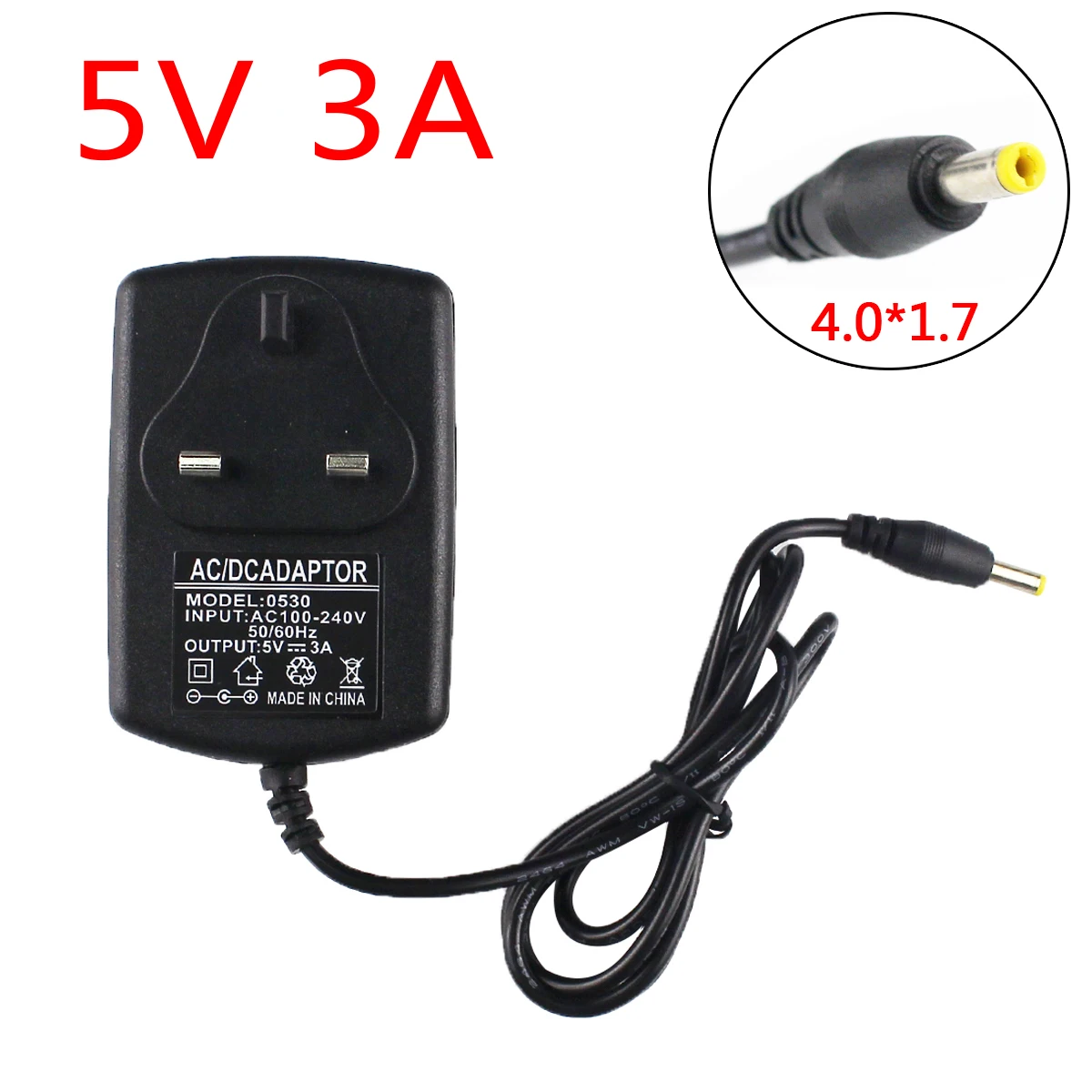 

5V 3A 4.0*1.7 AC/DC Power Cord Adapter For Sony SRS-XB30/ SRS-XB41 RDP-M5iP RDP-M7iP SRS-A1 Portable Speaker Dock Charger