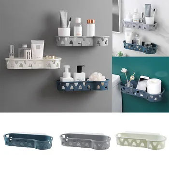 

Plastic Suction Cup Bathroom Kitchen Storage Rack Basket Organizer Shower Without Nail Receive Frame Hollow Storage Basket SLWQ