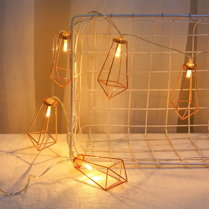 

Decorative Metal Diamond Shape Light String 10-LED USB Powered Home Christmas Room Decoration Light Strings