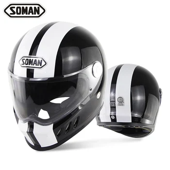 

2020 SOAMN Full Face Helmet Men&Women Motorcycle Headgear Retro Racing Casco Moto Personalied Safety Capacete de Motocicleta