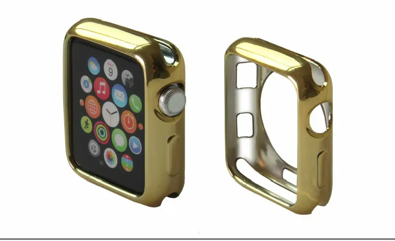 Для Apple Watch Series 4 5 40 мм 44 мм покрытие ТПУ мягкий чехол защитный бампер чехол для iwatch чехол 4 5 3 2 1 38 мм 42 мм оболочка - Цвет: Золото
